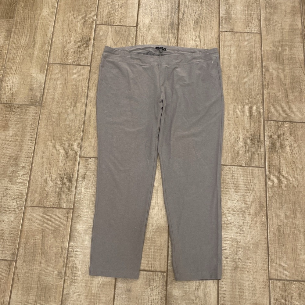 $160 Eileen Fisher Pants XL Gray Straight Tapered Ankle Stretch Quiet Luxury USA